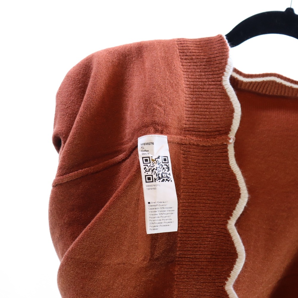 Unbranded Quarter Zip Sweater XL Rust Orange Women Scalloped Trim Knit Pullover - Picture 4 of 5